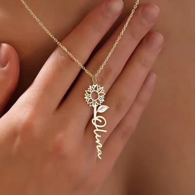 A Small Flower Necklace, A Women's Letter Pendant, Necklace Design, Decorative Accessories