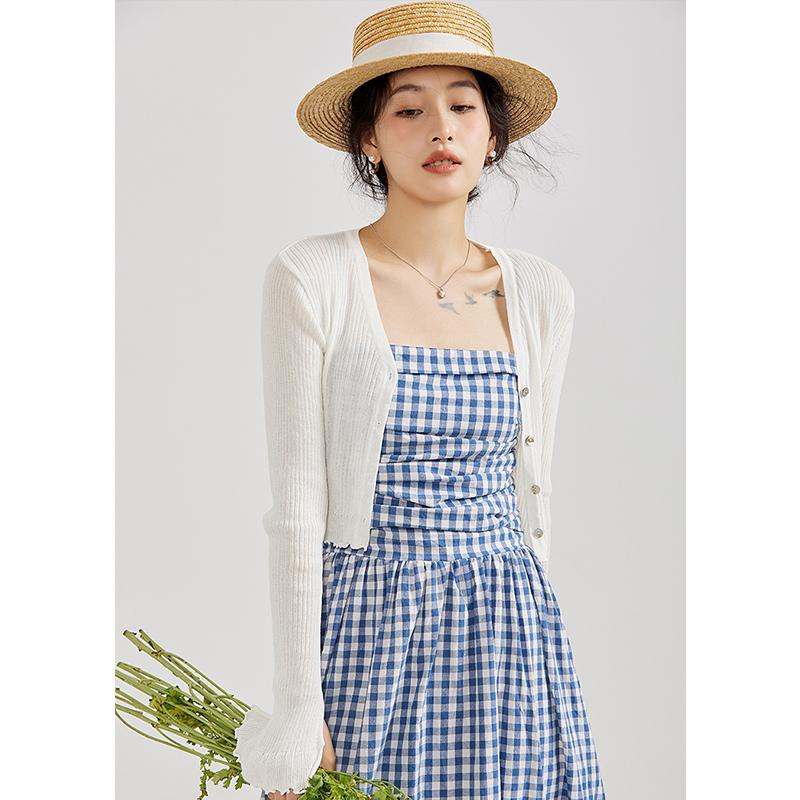 

Летнее женское миди-платье в клетку в стиле ретро - Приталенное А-силуэта на бретелях Small