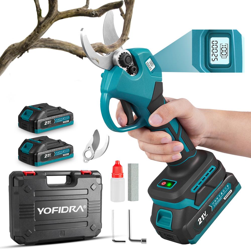 Yofidra 30mm Bürstenlose Elektrische Rebschere 2 Gänge Akku Wiederaufladbar Astschneider Gartengerät Für Makita 21V Akku Stift