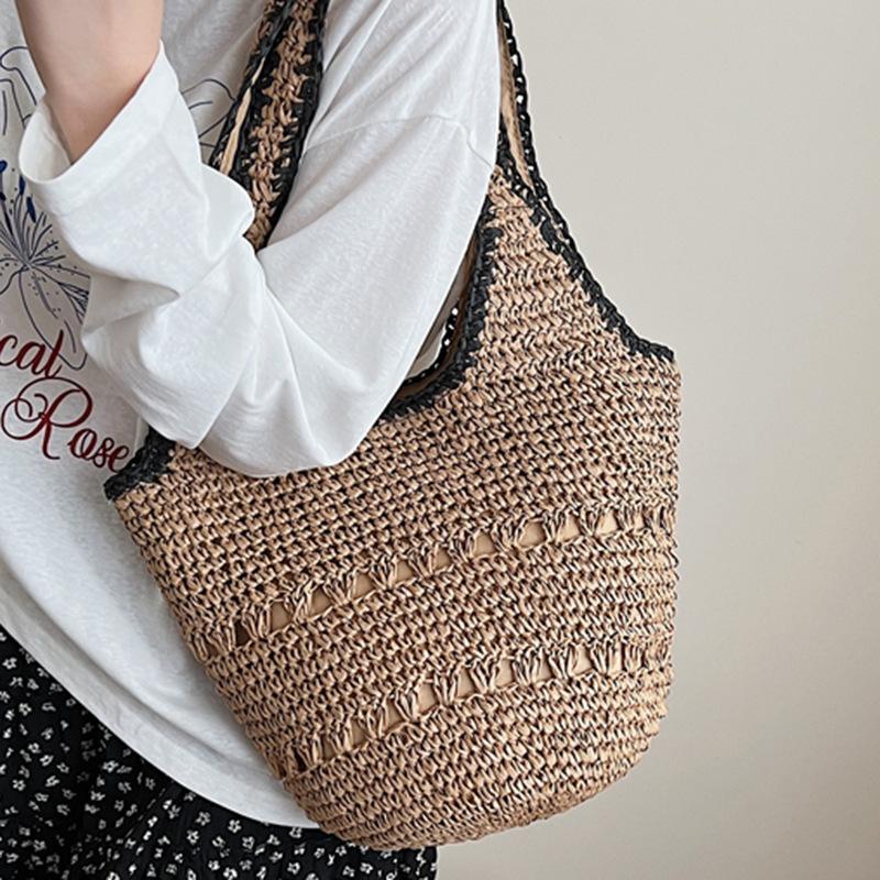 New casual shoulder bag hollow handbag woven bag sweet large capacity seaside vacation wind beach bag women's bag