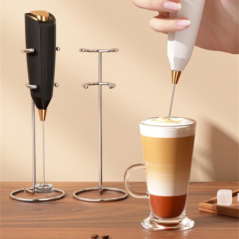 Stainless Steel Milk Frothing Wand with Detachable Whisk Heads Automatic Stirring Function Suitable for Coffee Eggs