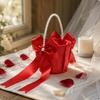 Wedding Flower Girl RibbonTrimmed Basket Decoration Satin Romantic Design