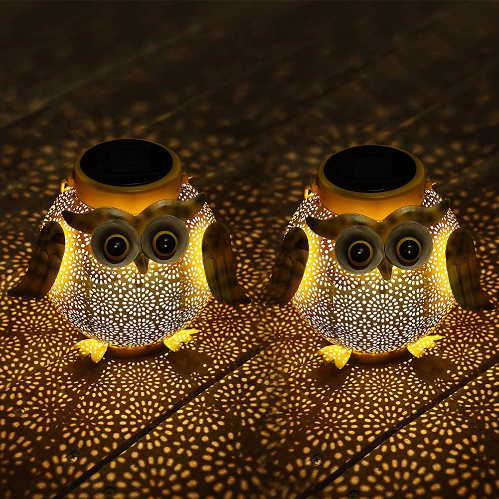 Iron Art Garden Decorative Light 600mAh Hollow Owl Shape Light Warm Light Villa Garden Decoration Lamp Landscape Atmosphere Lamp