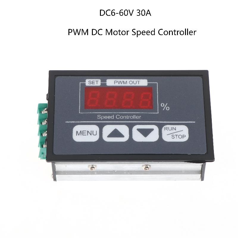 PWM Līdzstrāvas motora ātruma regulators Digitālais displejs Jaudas regulators Līdzstrāva 6-60V 30A Ātruma regulators Lēns starts Apstādināšanas regulators