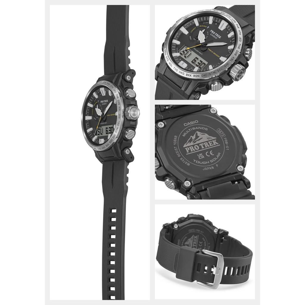 Casio Protrek Climber Line PRW-61-1AJF Men's Black Solar Radio-Controlled Watch with Biomass Plastic - Japan Domestic