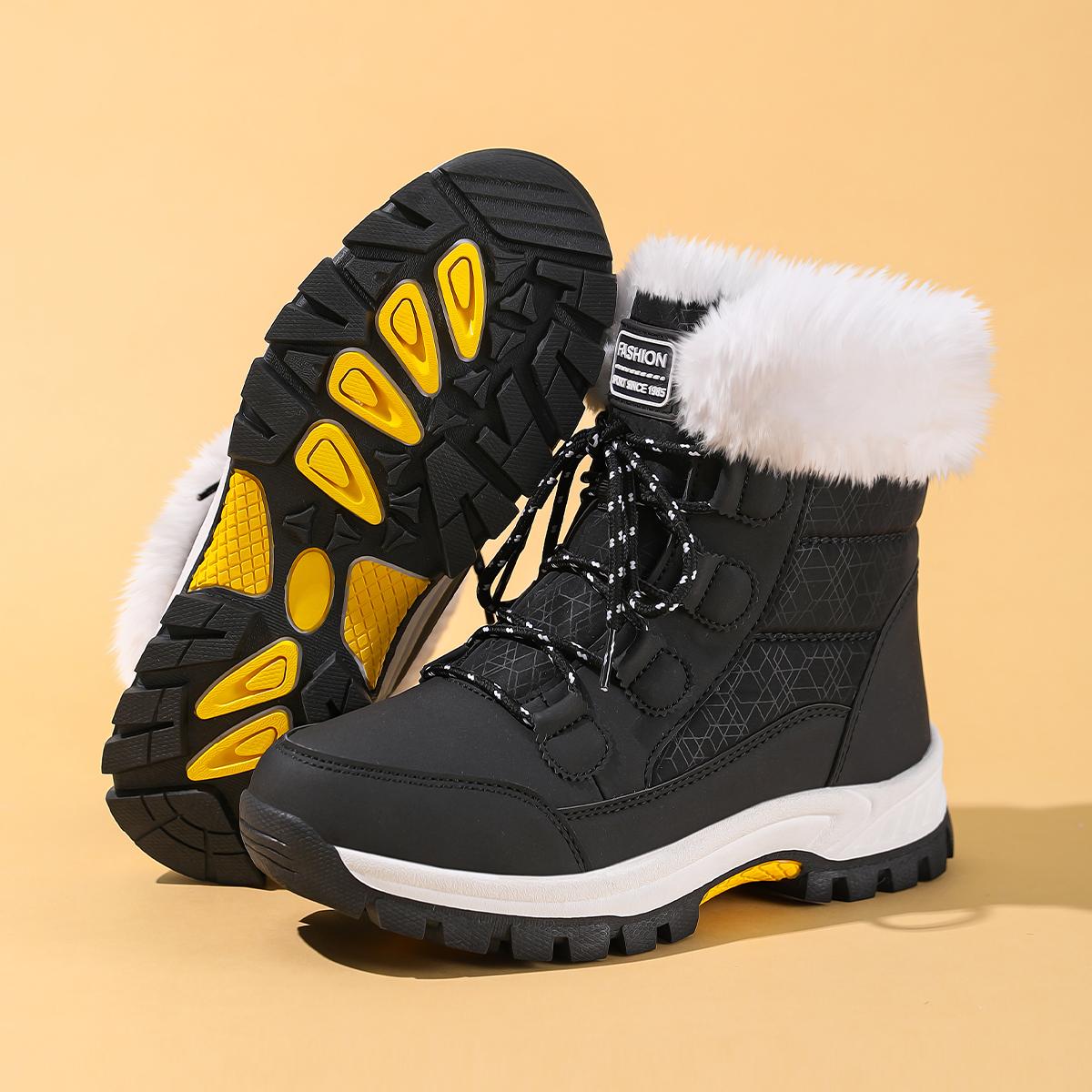 

TUINANLE Winter Shoes for Women Long Plush Snow Boots Woman Platform Ankle Boots Warm Cotton Couples Shoes 39 чёрный