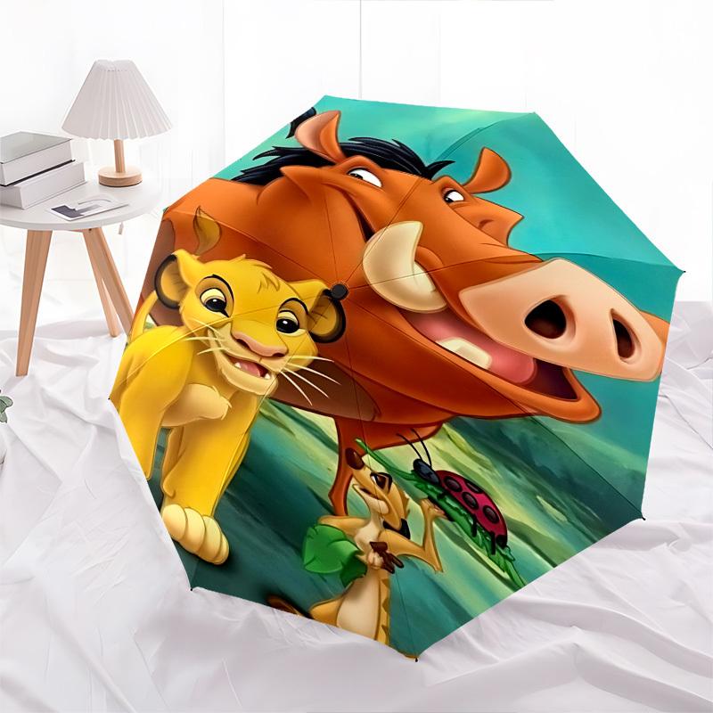 Lion King, Timon Themed Automatic Opening and Closing Umbrella, Brightly Colored 8-rib Portable Umbrella, Suitable for Men and Women, A Perfect Gift f