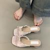 Gentle Fairy Cool Slippers 2025 Summer French Sweet Elegant Lace Bow Silk Open-toed Sandals