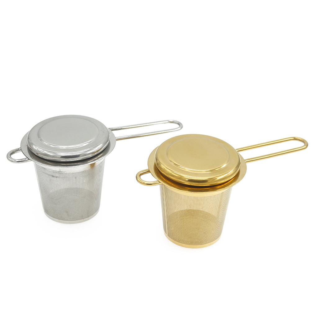 

Stainless Steel Tea Infuser Extra Fine Mesh For Loose Leaf Tea Long Handle Foldable Strainer Dishwasher Safe Golden срібний