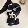 New flower solid color soft waxy knitted wool scarf female autumn and winter student versatile warm scarf