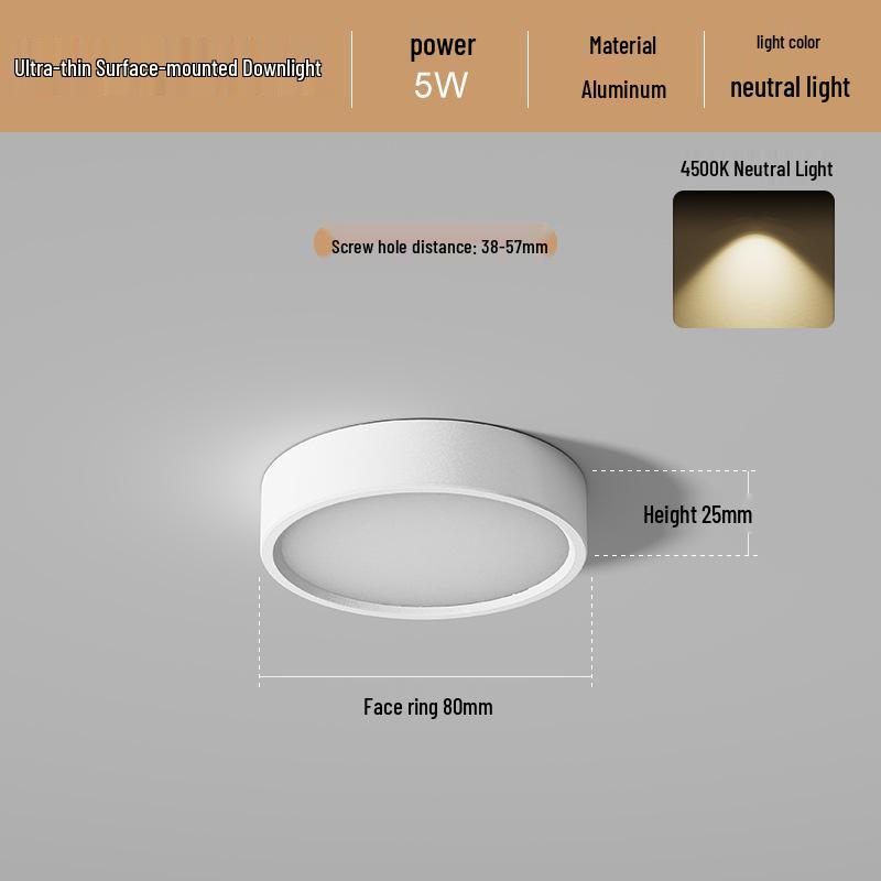 Ultradünne LED Aufbau Deckenleuchte Rund für Gänge, Flure, Eingangsbereiche - Stanzfreie Installation