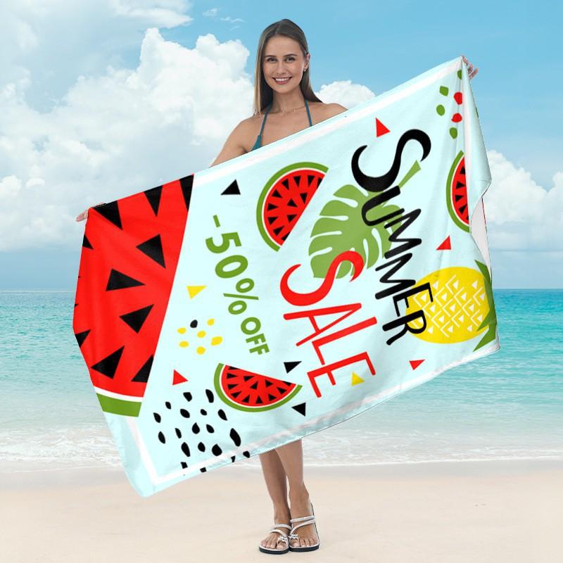 Ultrafine Microfiber Quick-Dry Beach Towel Adults Digital Print Sports Swim Cover-Up Gym Fitness Lightweight Absorbent Blanket