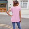 Women's Fashion Casual Summer Spring Solid Color Print Short Sleeve O-Neck Blouses & Shirts