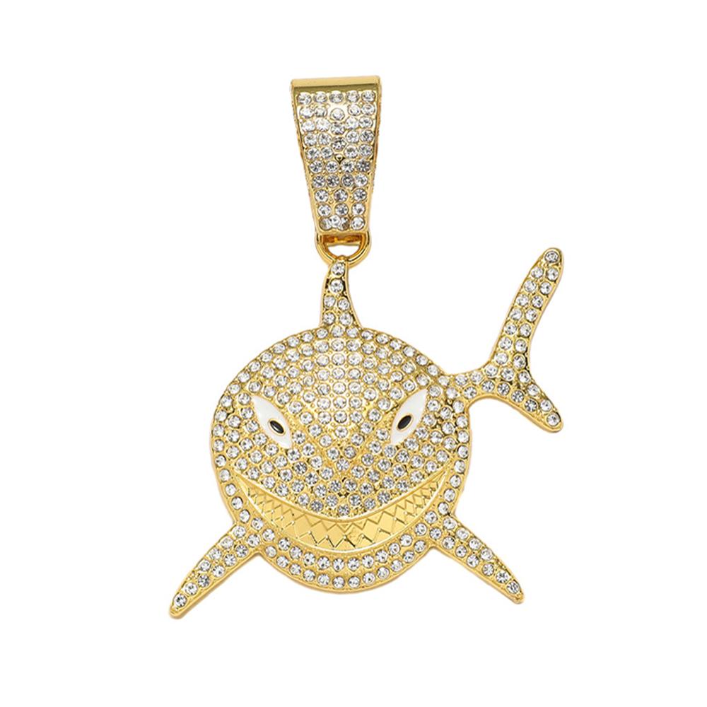 New Arrived Hip Hop Shark Pendant Necklace With 13mm Iced Out Rhinestone Miami Cuban Chain Necklaces Fashion Party Jewelry Gifts