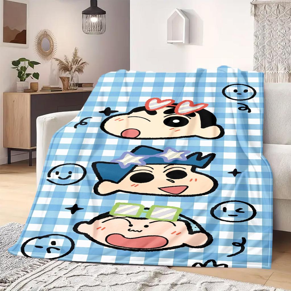 Shinchan Anime Print Blanket Warm Comfortable Flannel Blanket Suitable for Bedrooms, Sofas, Beds, Chairs, Picnics, Travel