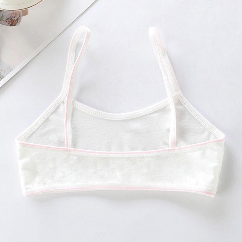 Girls' Pure Cotton Camisole Bra - Anti-Protrusion, Thin, Heart Design