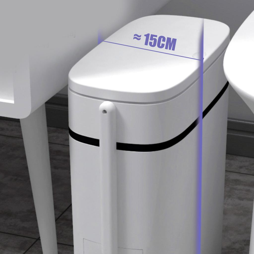 14L Kosz na śmieci do łazienki Pojemnik na odpady Kosz z pokrywą typu press-top i uchwytem na szczotkę toaletową Oszczędzający miejsce design do małych przestrzeni