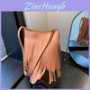 Eimer-Tasche im Vintage-Stil für Damen mit trendigen Fransen und lässigem Design in Schwarz, Grau, Braun, Rosa und Weiß
