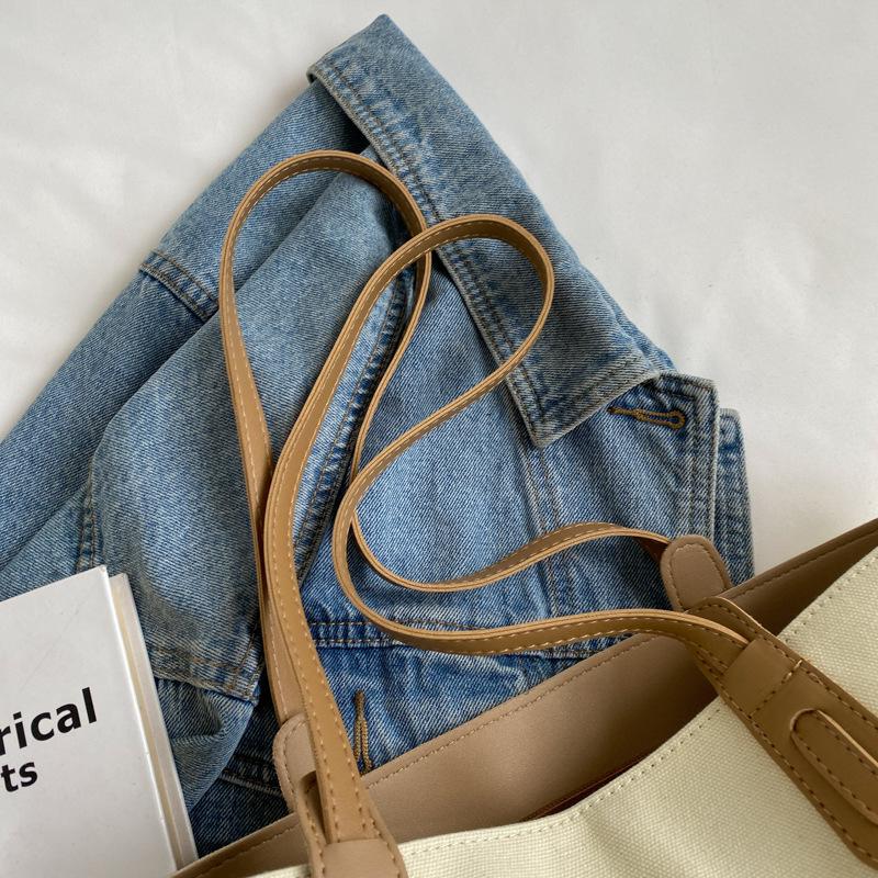 Women's Large-Capacity Letter Print Tote Bag for Students and Commuting