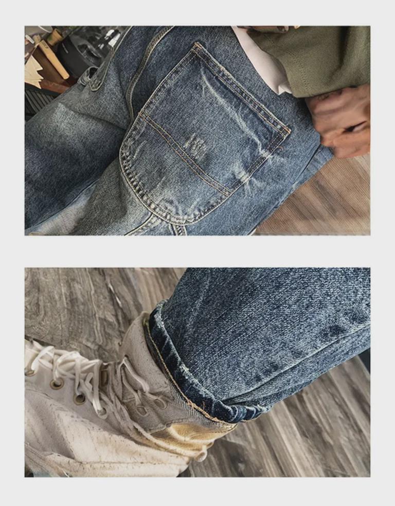 Blugi de lucru la modă pentru bărbați: Pantaloni casual drepți, largi, cu îmbinări, toamnă/iarnă 2025, cu croială slim