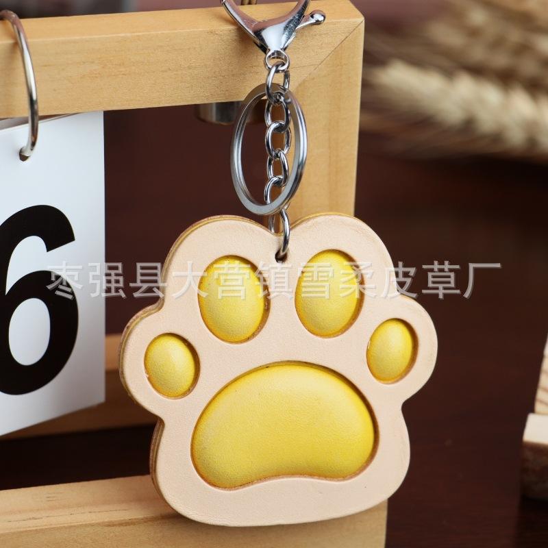 Первый слой Коровья кожа Кошачья лапа Кот Благополучие Брелок Подвеска Аксессуары для сумки Милый Милый Милый Подарок для пары Девушки