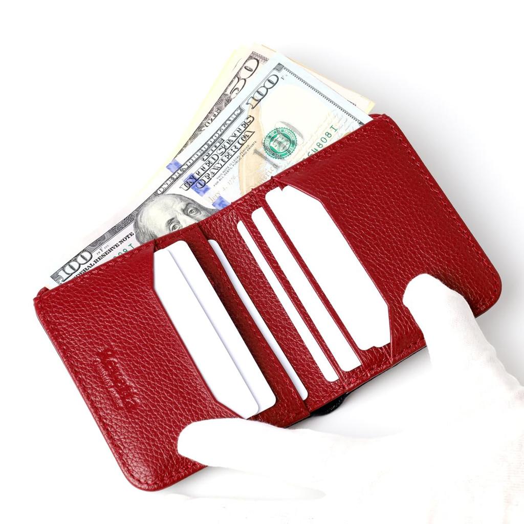 [Revetta] Stingray Leather Bi-fold Wallet, Galusha, Black/Red, Caviar Finish, Men's Genuine Leather [253stw-1]