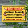 Vintage German JubiläumsBaustelle 60th Birthday Party Decor Metal Sign  Funny Construction Site Decoration with Birthday