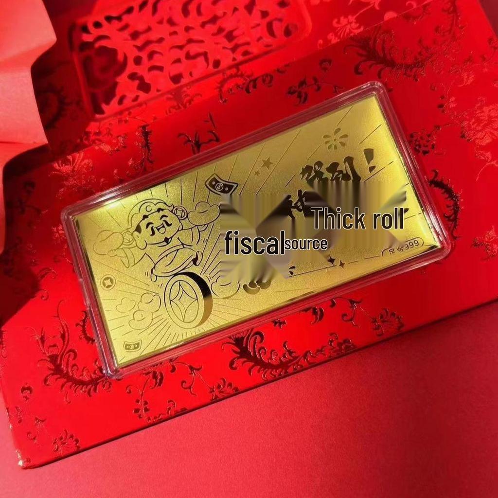 999 Pure Gold Year of the Horse Red Envelope Bag with Creative Mobile Phone Sticker