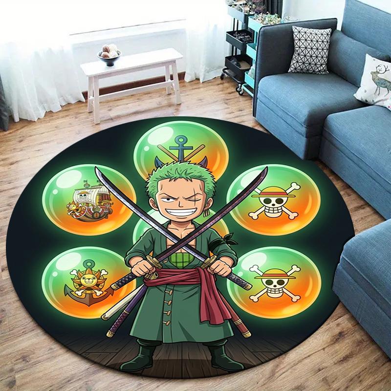 One Piece Poster Round Area Rug Carpet Rug For Living Room Bedroom Sofa Playroom Decor Nonslip Floor Mat