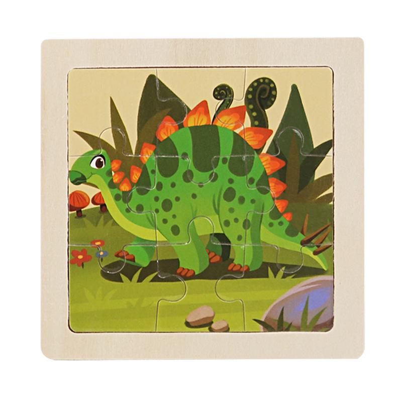 9-Piece Wooden Cartoon Animal Transport Jigsaw Toy for Early Education