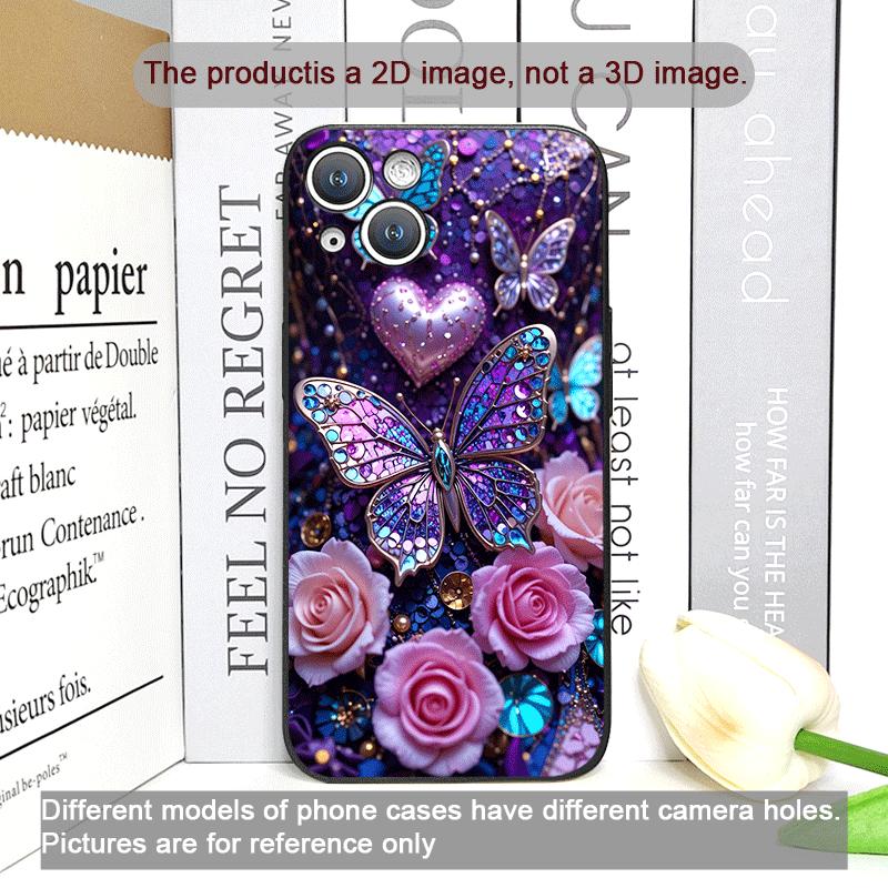 Luxury Art Butterfly Flower Pattern Phone Case for IPhone 17 16 12 11 14 Plus 13 15 Pro Max Mini X XS XR Shockproof Soft Covers