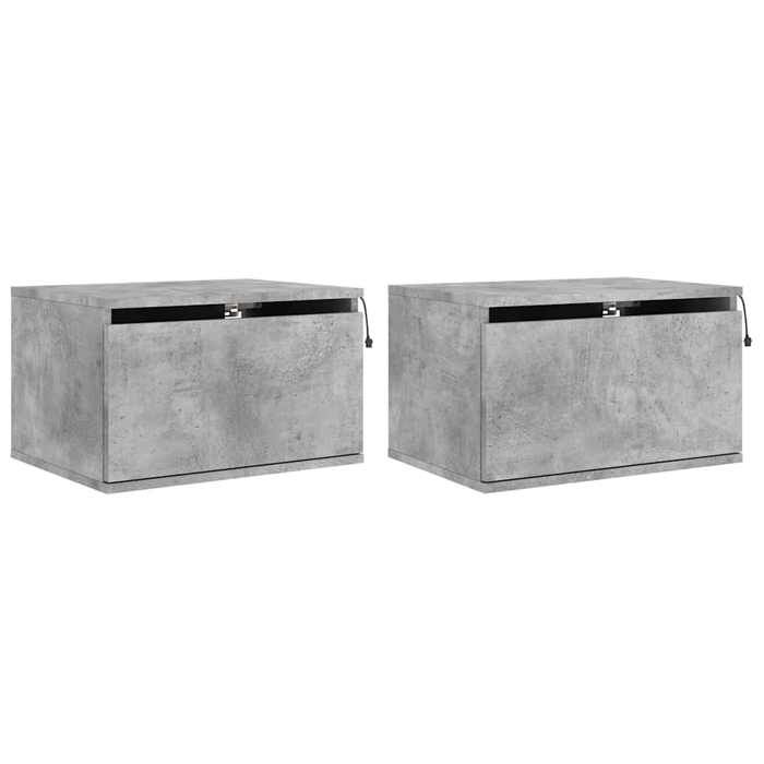 Table de chevet murale - Maison Exclusive - LED RVB - Gris béton - Lot 2
