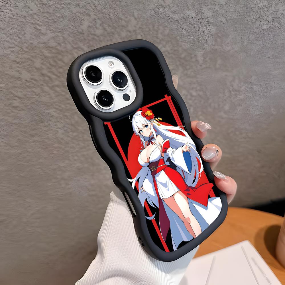 Azur Lane Shoukaku Phone Case for iPhone 17 16 15 14 13 12 11 Air Pro Max Plus Black Soft TPU Wavy Edge Cover