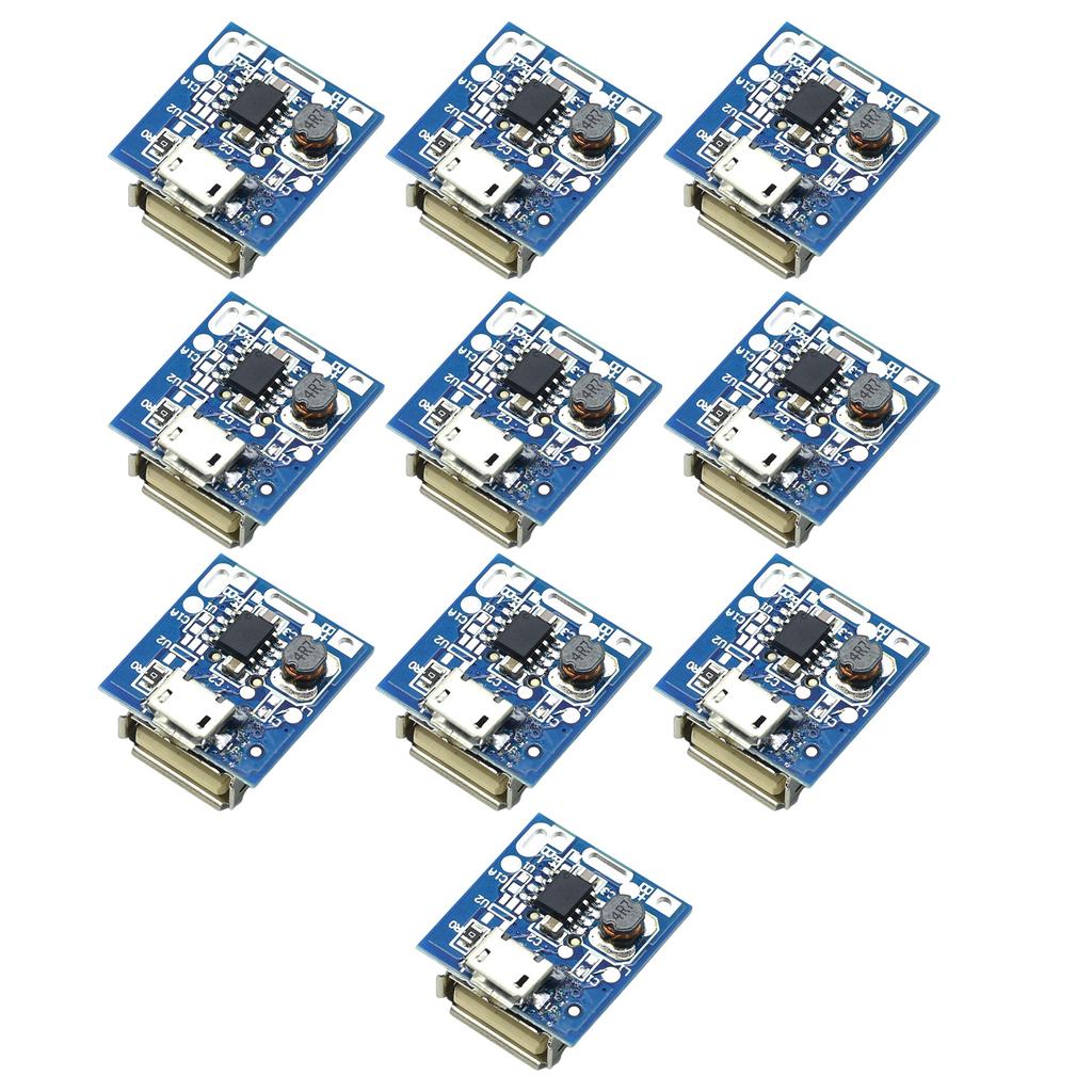 Pack of 10pcs 5V Step Up Board for Lithium Battery Charging Protections with Built-in Intelligent Temperature Control