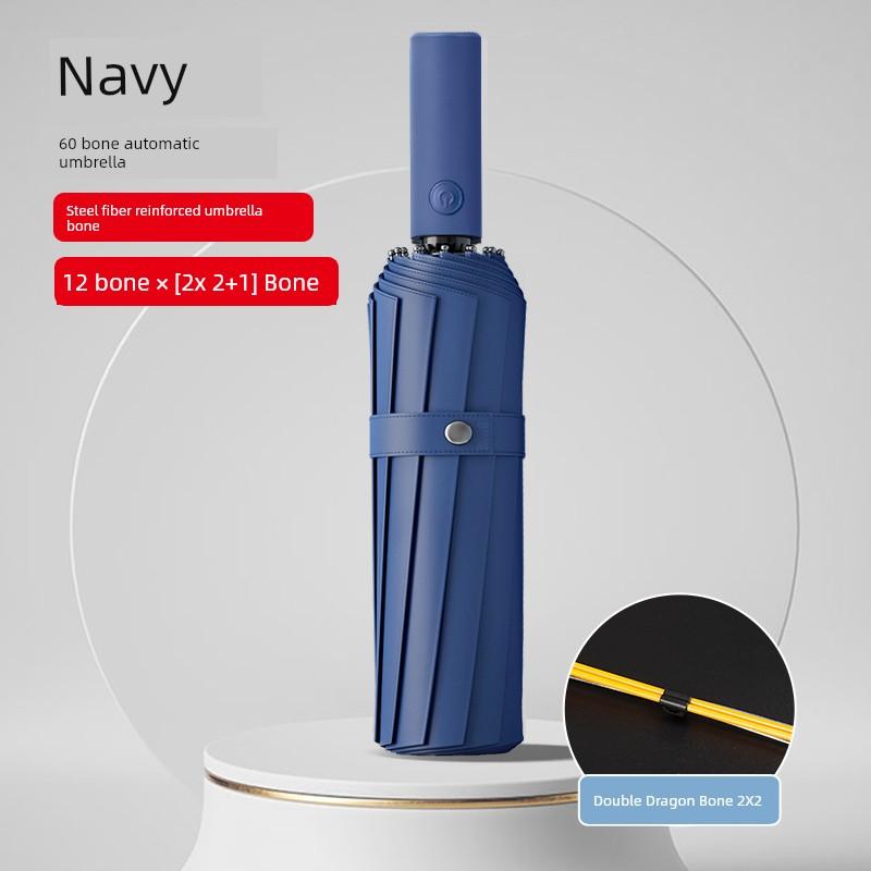 192 Bone Automatic Umbrella Increased thickened Reinforced Men Black Umbrella for Female Students for School