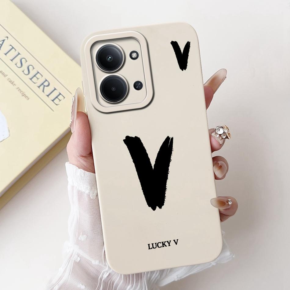 For Xiaomi Poco C85 4G Lucky Initial Letter Phone Case For Poco C85 C 85 4G Soft Silicone Shockproof Cases Bumpers