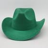 Top Hat New Amazon Hot-Selling Western Denim Curled Brim Concave Convex Top Retro Riding Hat Men'S And Women'S Woolen Felt Hat