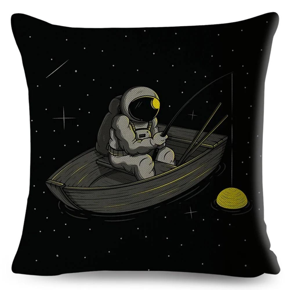 Cartoon Astronaut Sports Cushion Sofa Home Decoration Kids Room Planet Music Pillowcase