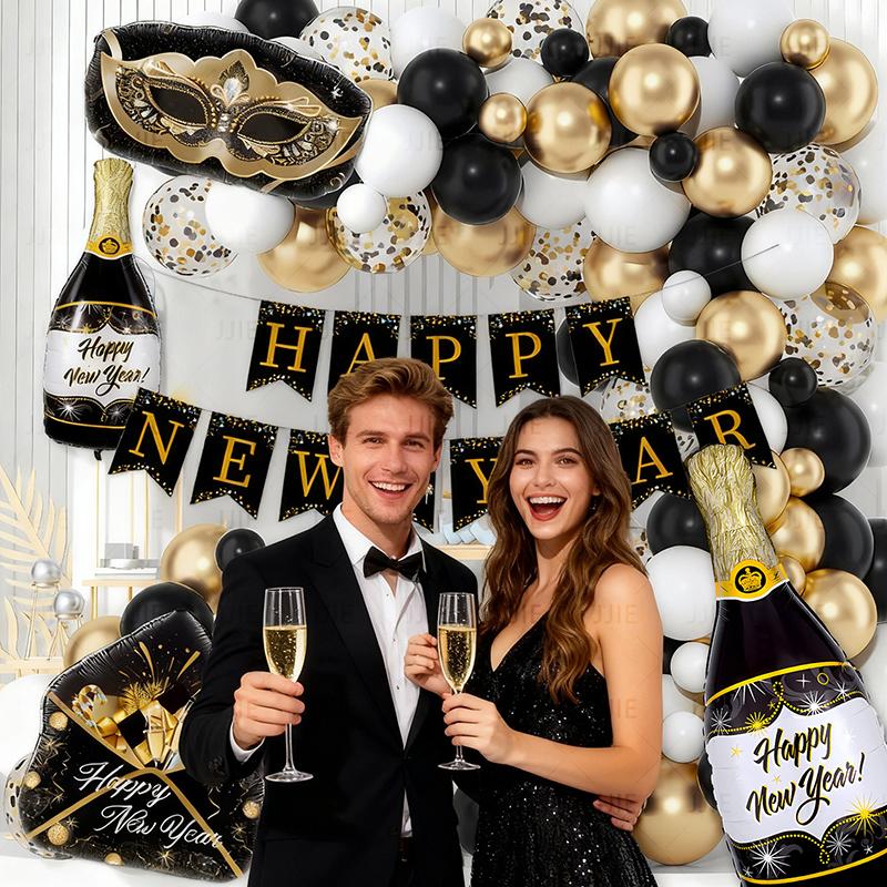 Happy New Year 2026 Aluminum Foil Balloons Gold Number Set Banner Letter Welcome 2026 Party Decorations 2026 Decorations