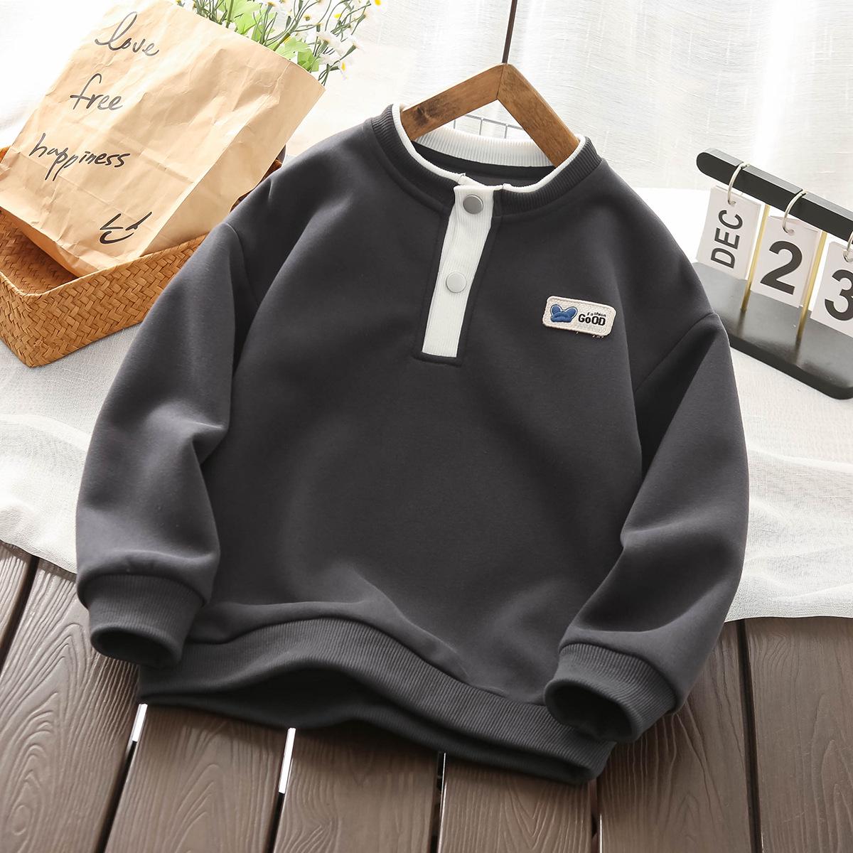 

2025 Осень Мальчиковая Повседневная Толстовка с Цветными Блоками - Модная Одежда для Детей Среднего и Старшего Возраста 110 темно-серого