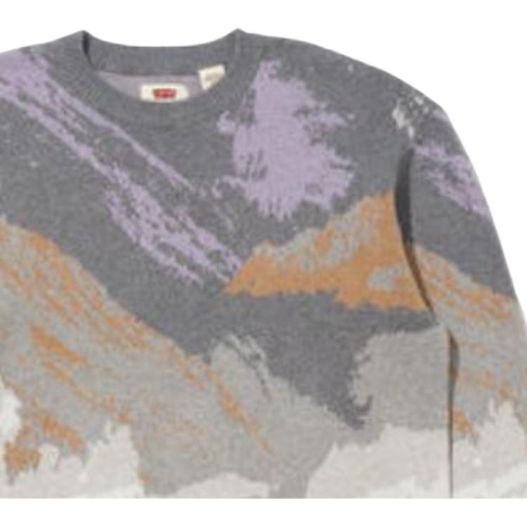 Sweter męski Levis FW22 z okrągłym dekoltem, wzorzysty, luźny, kaszmirowy, szary A0731-0004