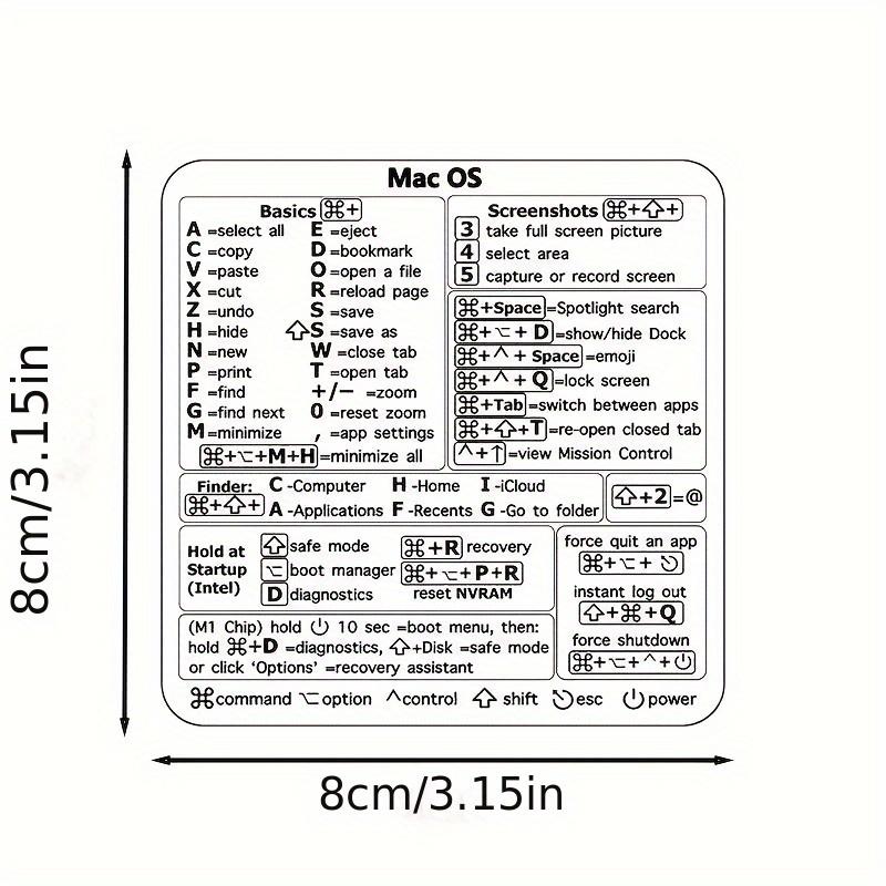 Shortcut Stickers for MacBook Pro/Air Keyboard - Clear, Fits 13-16" Models, Quick Navigation & Application Control