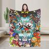 Cuphead cartoon Flannel Blankets  Super Warm Throw Blanket for Couch Chair Camping Fashion Bedspread Sofa Bed Cover