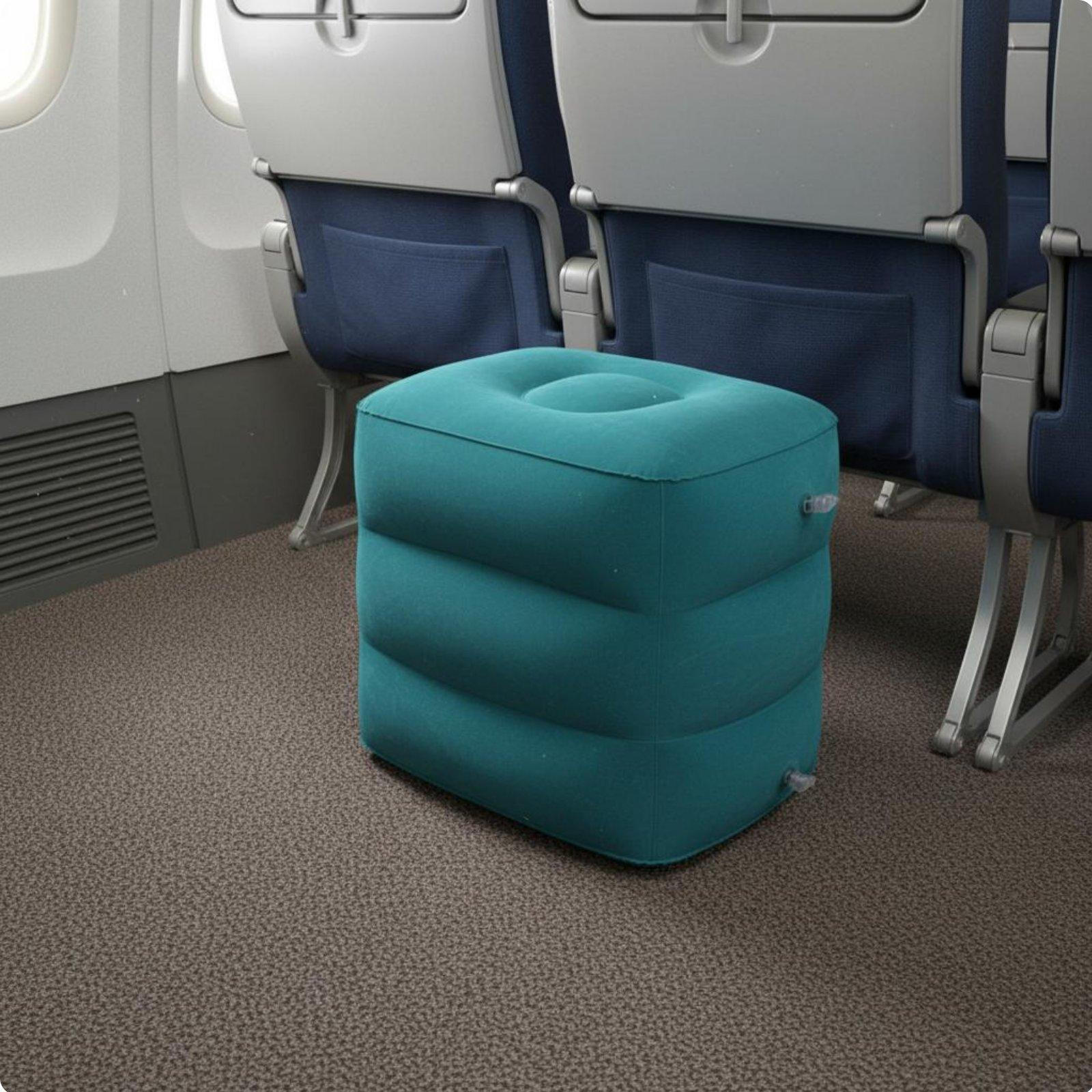 Nadmuchiwana Poduszka Podnóżek Lekka Regulowana Wysokość Podpórka pod Nogi Ergonomiczna Przenośna Podróżna Peacock Blue Regular 3-layer Adj