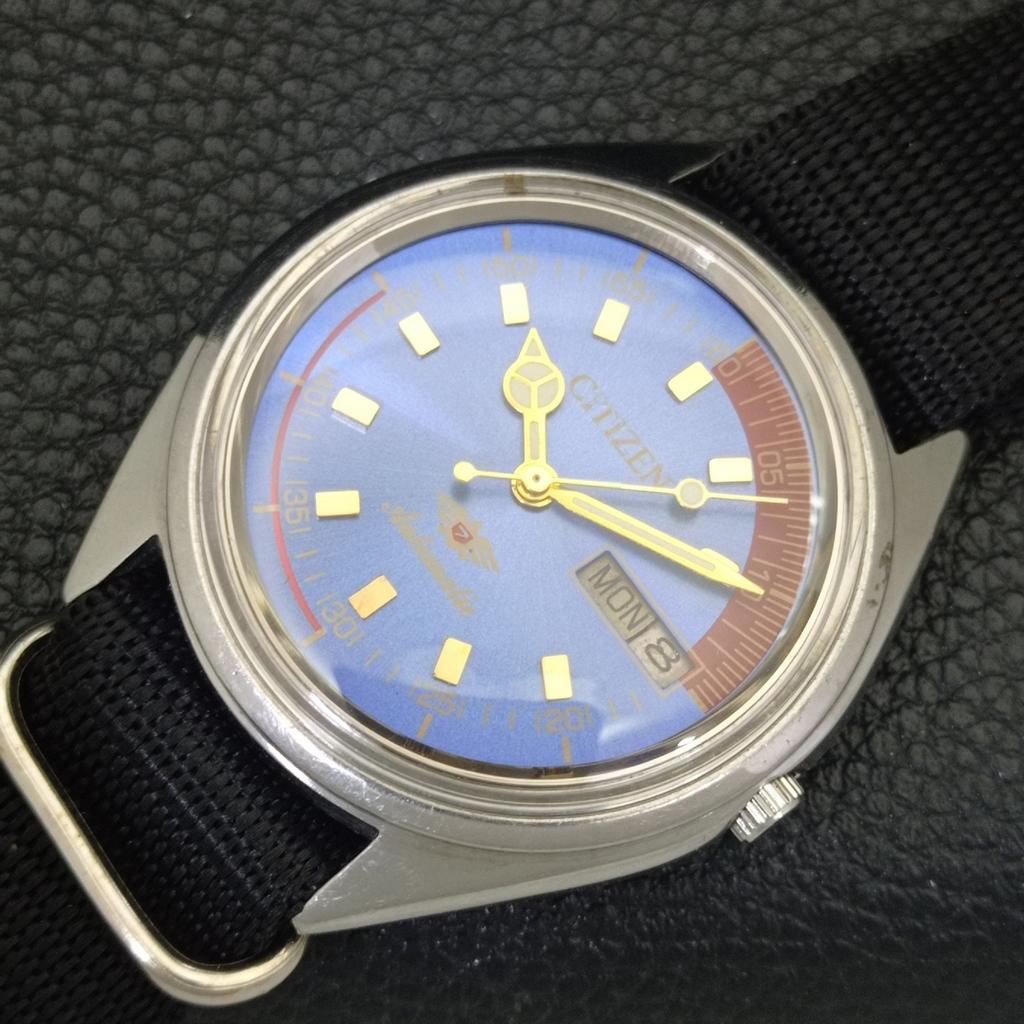 AUTOMATIC VINTAGE CITIZEN 8200 JAPAN MENS BLUE COLOR DIAL WATCH a702787-1 R210-a702787