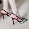 Green High Heels Women's Summer Skirt Retro Temperament Pointed Beautiful Sandals Show High