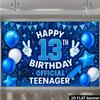 2D Kulisse zum 13. Geburtstag für Jungen - Skateboard & Ballon Banner für offizielles Teenager Fotoshooting