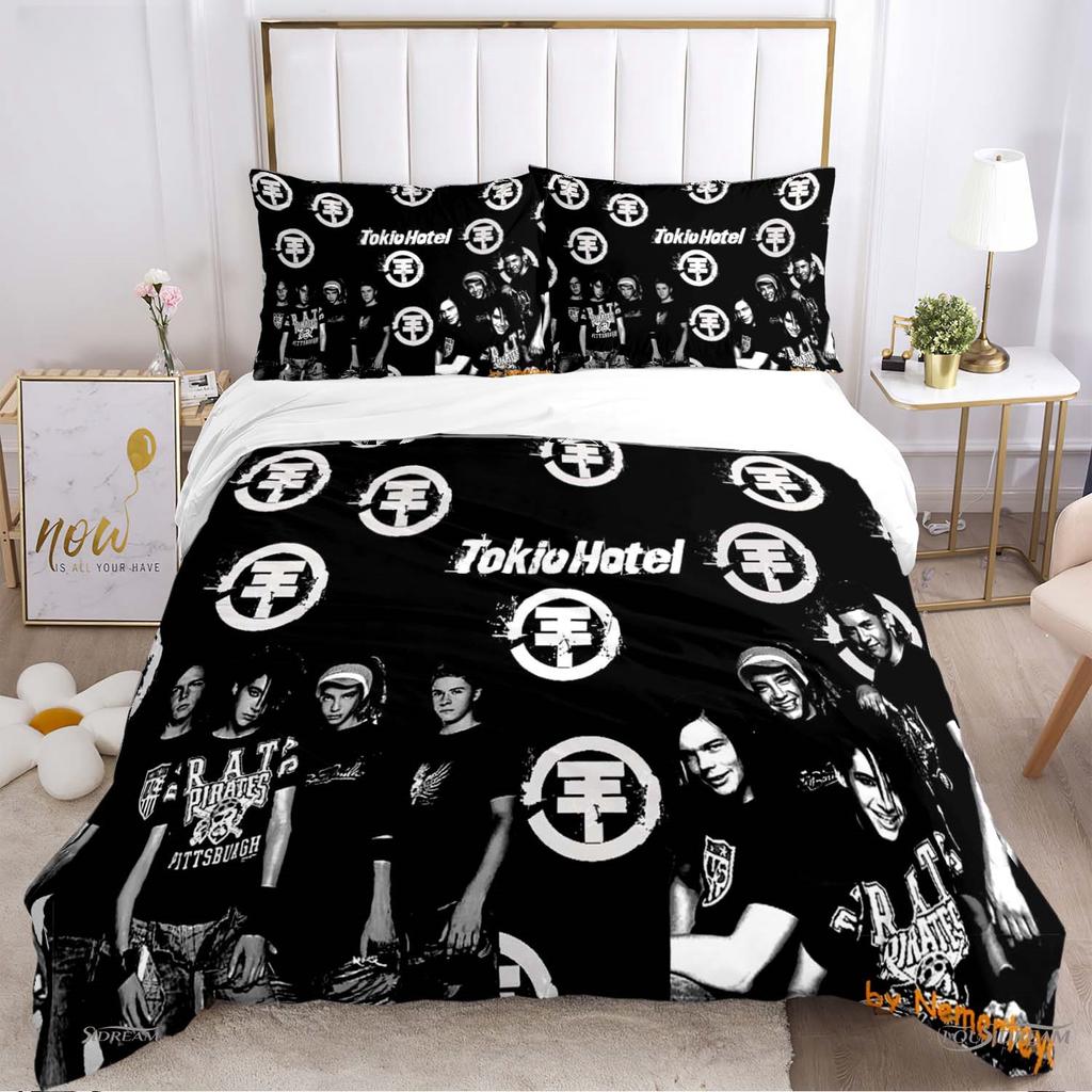 Tokio Hotel 3D Tisk Rocková Kapela Celoroční Povlak na Přikrývku Ložní soupravy Měkký Potah na Přikrývku a Povlaky na Polštáře Jednolůžko_Dvoulůžko_Queen_King