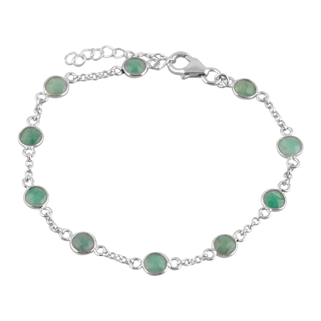 Silver Bracelet with Natural Emerald (2118251)