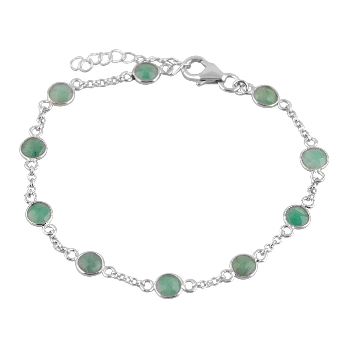 

Срібний браслет з натуральним смарагдом (2118251) 18-21cm смарагдовий